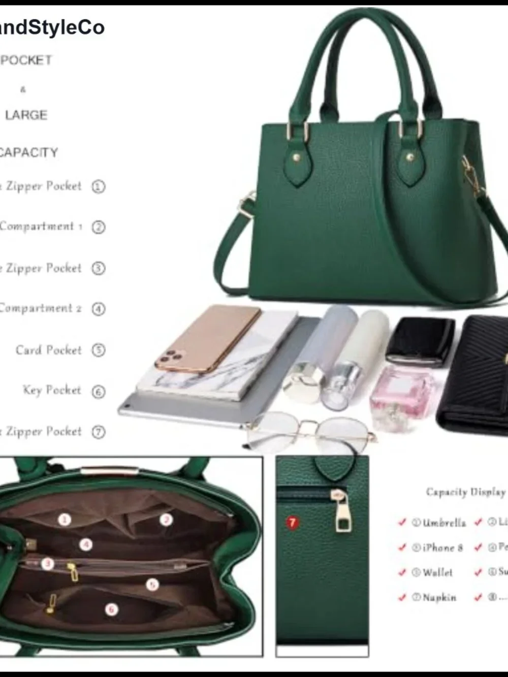Faux Leather Satchel Crossbody Tote Shoulder Bag with Adjustable Strap